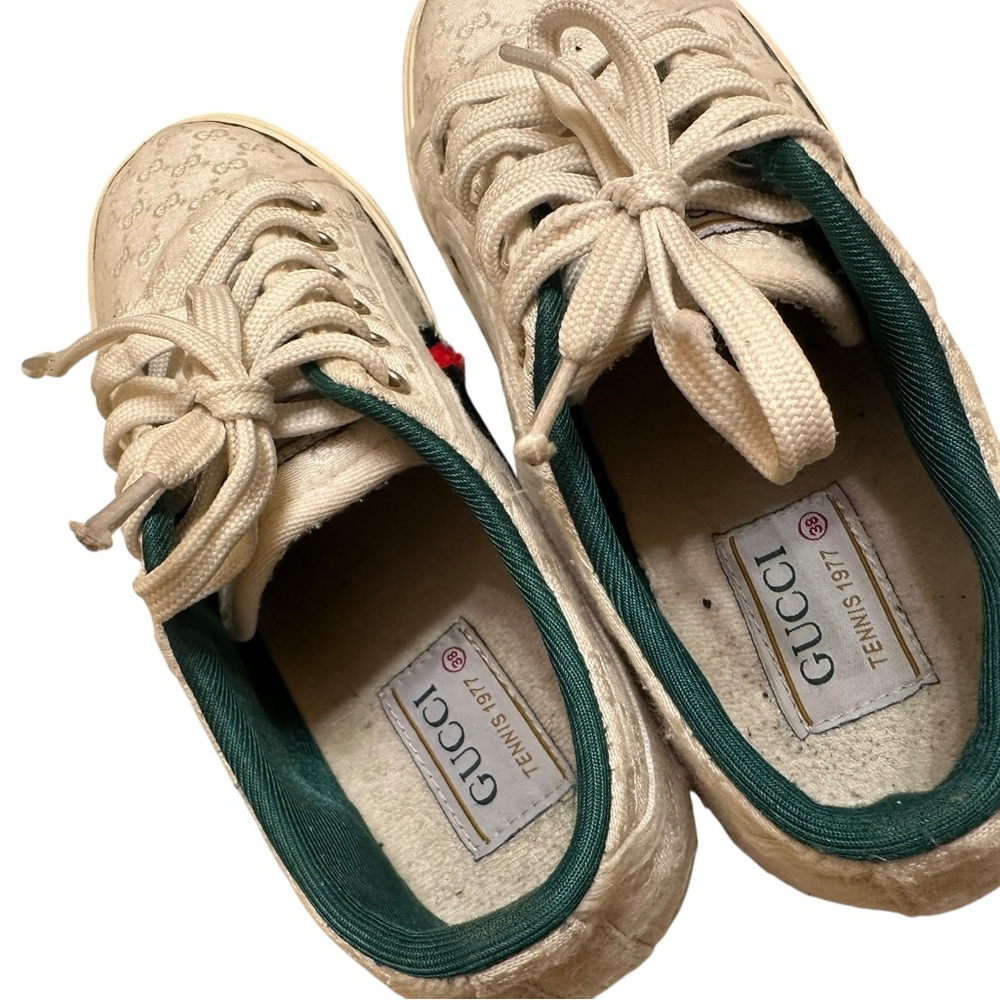 Vintage Gucci Beige tennis 1977 classic monogram Sneakers size 38/39 - Picture 6 of 11